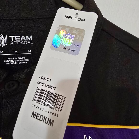 Minnesota Vikings Men's NFL Team Apparel Short Sleeve Polo Shirt Black Sz M NWT - Picture 4 of 7